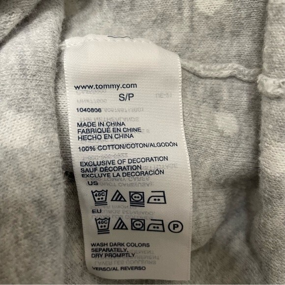 Tommy Hilfiger small white and grey polka dot crewneck cotton sweater - Picture 7 of 8